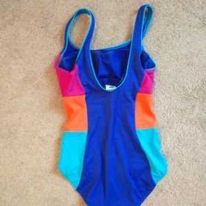 Land's End one piece color block swimsuit